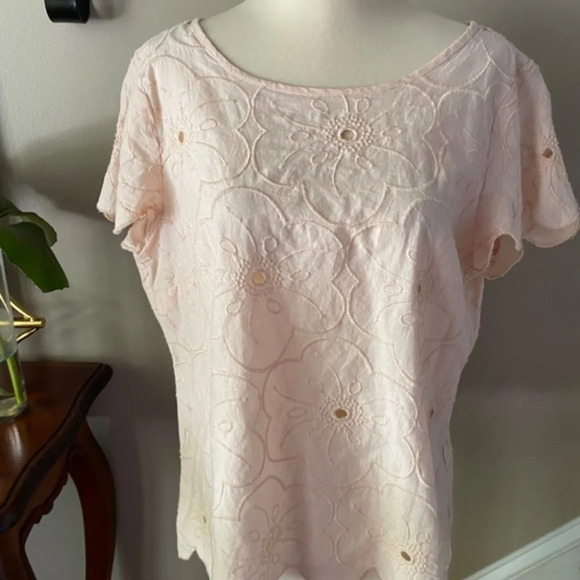 Loft Peach Floral Lace Top LP - Picture 2 of 4